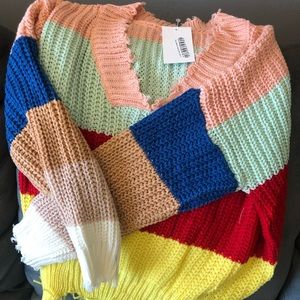 A joyful striped sweater